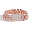 20mm Iced Out 5A CZ Messing Drei Töne Krappen Cuban Link Armband Kastenverschluss Hip Hop Schmuck für Herren