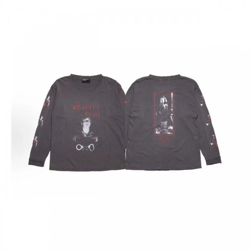 Washed Vintage Long Sleeve T-Shirt Men Loose Fit Cotton Crewneck Streetwear 2026