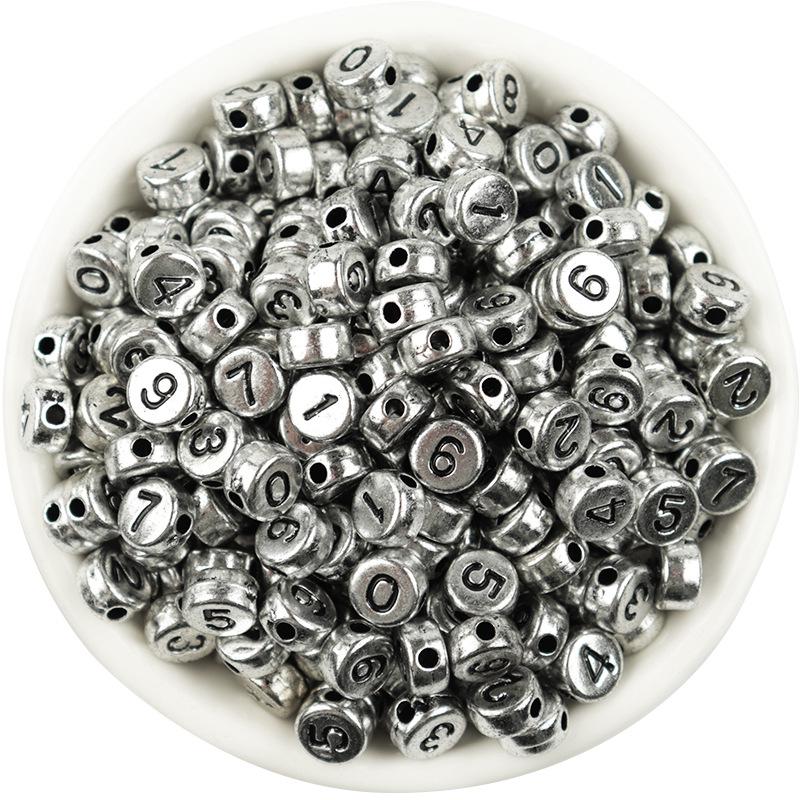 

Гальванизированные акриловые бусины-буквы - Квадратные/Круглые смешанных цветов, Большое отверстие для DIY бисероплетения