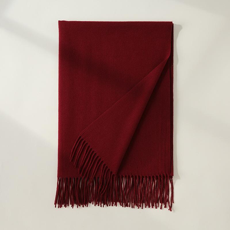 Imitation Cashmere Scarf Autumn and Winter New Solid Color Mid Length Warm Scarf Japanese and Korean Sweet Fashion Tassel Scarf