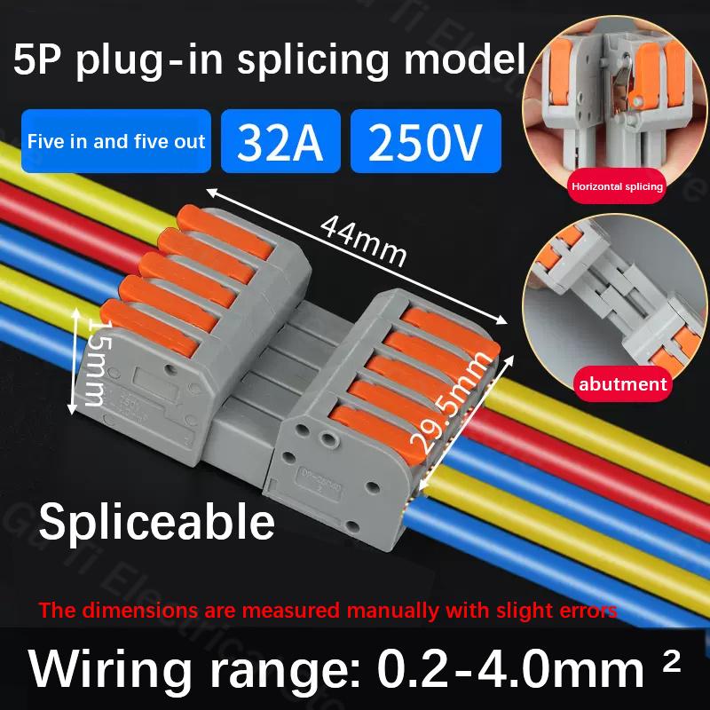 Male Female Docking Mini Quick Wire Connector Universal Compact Electrical Wiring Connectors Push-in Conductor Terminal Block Plug Connectors 4