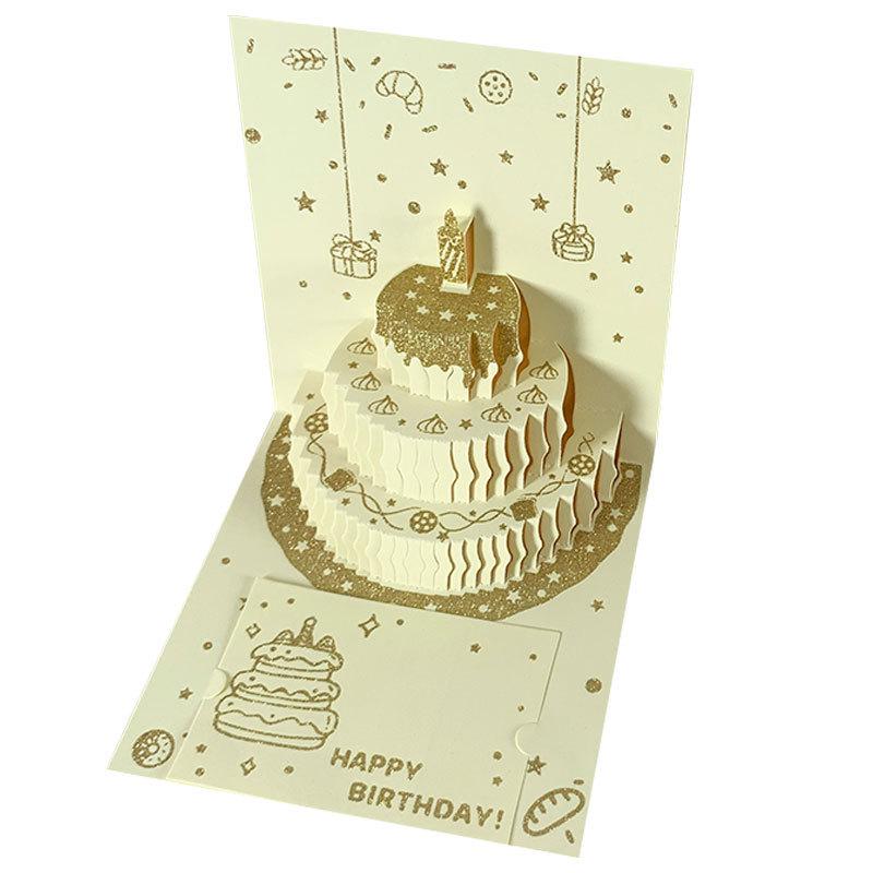 3D DIY Cartoon Music Light Birthday Cake Card