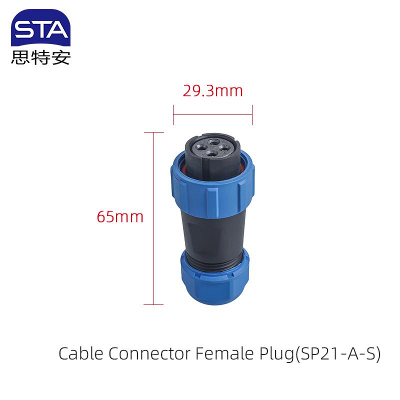 SP21 Aviation Plug Ip68 Waterproof  Cable Connector Docking/square Flange/back Nut Male Plug Female Socket 2/3/4/5/6/7/9/12 Pin