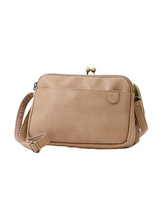 Natural Vintage Shoulder Bag with Wallet Function, Vintage, Freestanding Clasp Closure