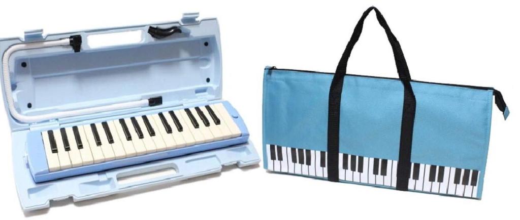 Yamaha Pianica 32-Key Keyboard Harmonica P32E P32EP with our original sticker (Blue soft case set)