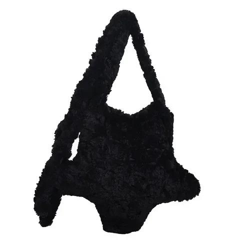 Cute Star Ladies Soft Plush Shoulder Bags Large Capacity Female Furry Pentagram Messenger Bag Winter Fluffy Women's Handbags