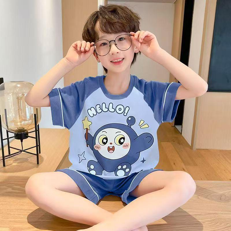 Boys Cute Cartoon Pajama Set - Summer Short Sleeve Size 8: 95-108cm