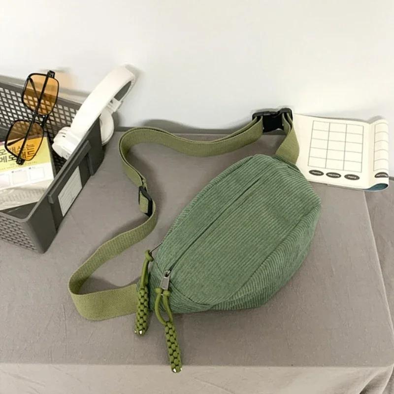 Women Waist Pack Large Capacity Corduroy Fanny Pack Street Style Chest Bag Fashi Shoulder Crossbody Bags Casual Waist Belt Bag
