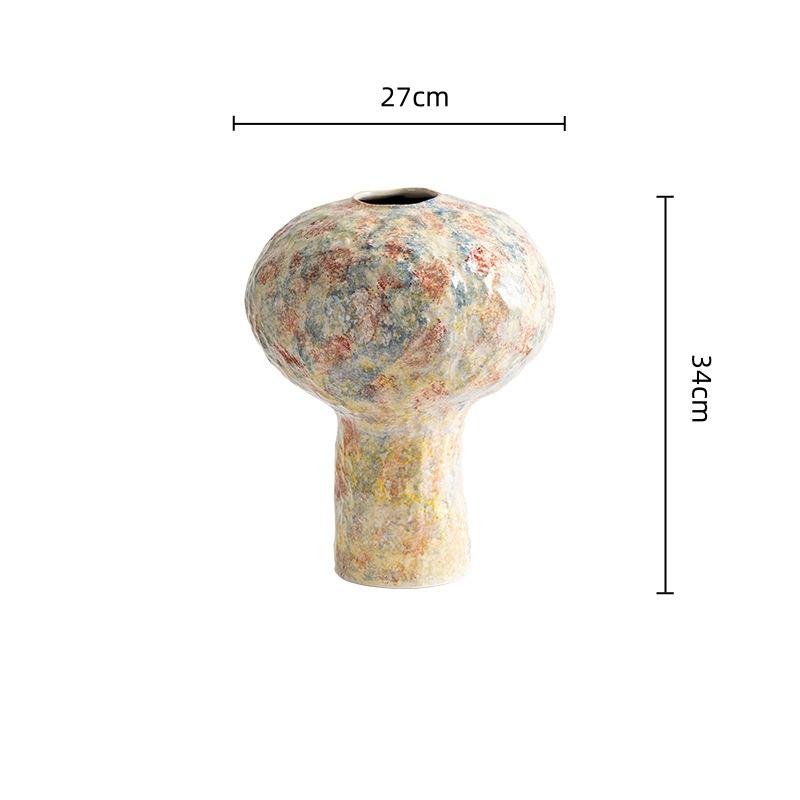 Handmade Ceramic Vase Irregular Colored Patterns Flower Vase Vintage Bottle Flower Arrangement Accessories Decoration Home