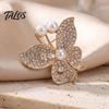Alloy Butterfly Brooch Women Pin, Shape Lapel Pin with Decorative Faux Pearls Rhinestones, Jewelry Accessory for Dresses Coats Jackets Formal Event