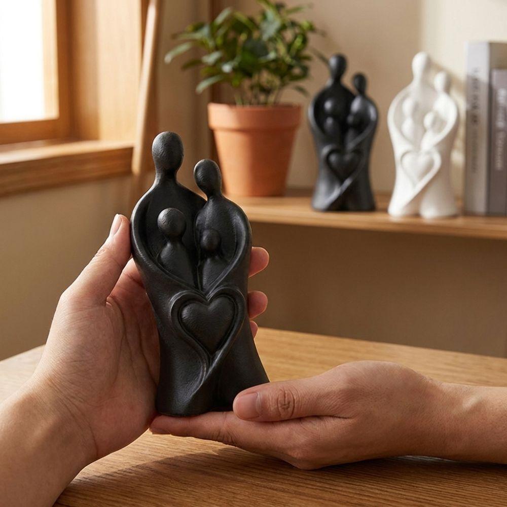 Unique Child Hug Heart Art Figurine Plastic Abstract Heart Family Sculpture Living Room Decor