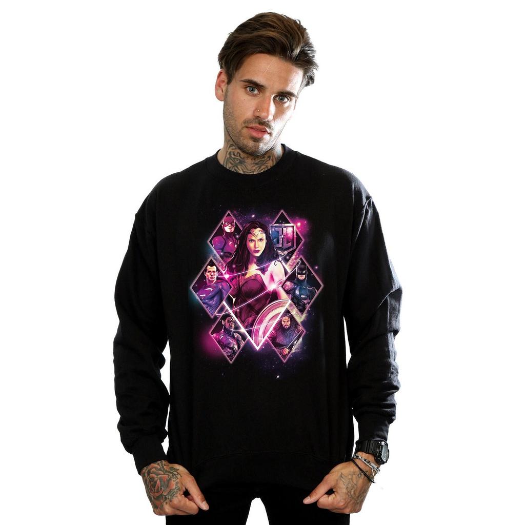 DC Comics Mens Justice League Movie Team Diamonds Sweatshirt