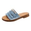 Fashion Pearl Retro Fashion Tassel Flip Slippers Women Summer Outside Wear Casual Flat Comfortable Slip-on Slippers