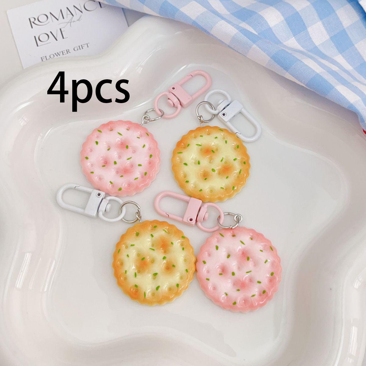 

Брелок в виде печенья, аксессуары в виде сердца для девочек, милая игра с едой, мультфильм, подарок лучшему другу, студенческий кулон, подвесное украшение 4pcs