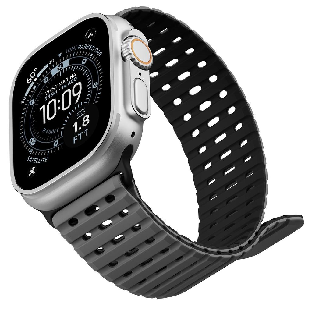 Magnetic Silicone Sport Band for Apple Watch Ultra 49mm 44/45/46mm Fish Scale Breathable Waterproof Replacement Strap Men Women