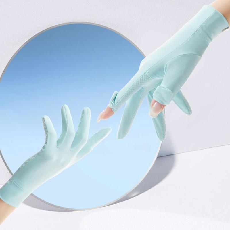 Summer and Spring Gloves Two-finger Exposed Gloves Sunproof Women Teens Skin-friendly Cycling Hiking Gloves Mittens
