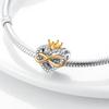 Infinite Love Crown Double Heart Shape Pendant Rose Gold Charm Beads Fit Original Copper Bangle Diy Jewelry Gift