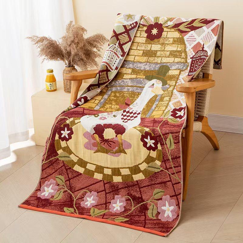 China Colored Jacquard Pure Cotton Four-Layer Gauze Bath Towel Men Women Extra-Large Adult Beach Towel Soft Absorbent