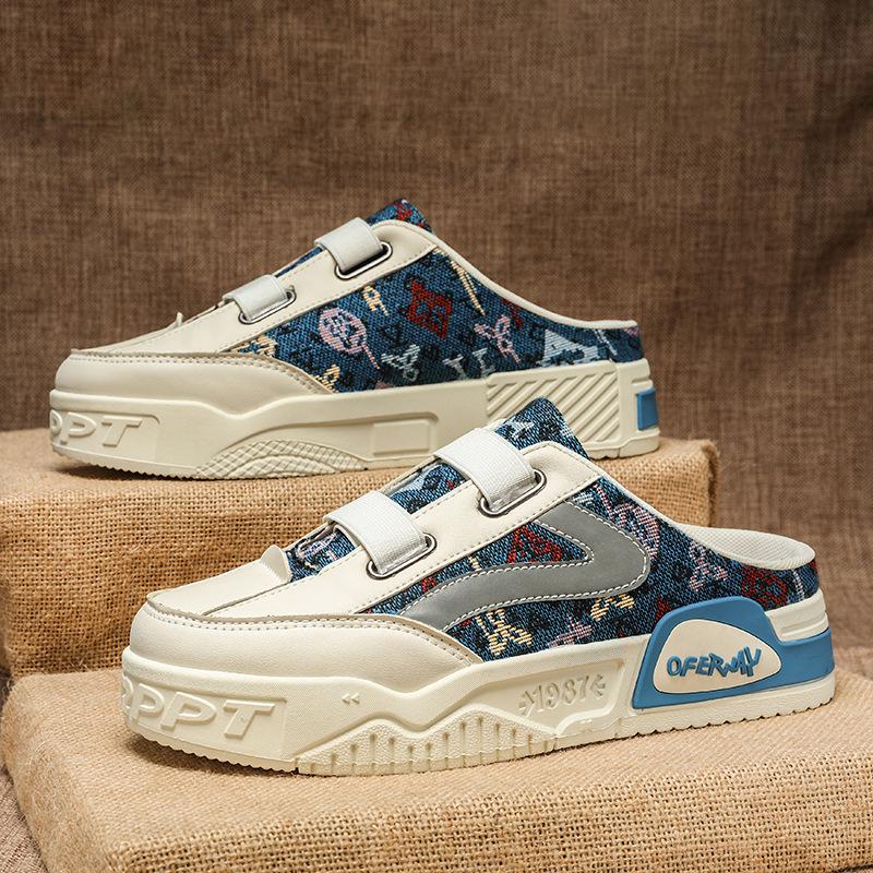 Fashion Fashion Platform Bag Head Mens Half Slippers 2025 Summer New Korean Version Mesh Shoes Soft Sole Comfortable Casual Shoes Men