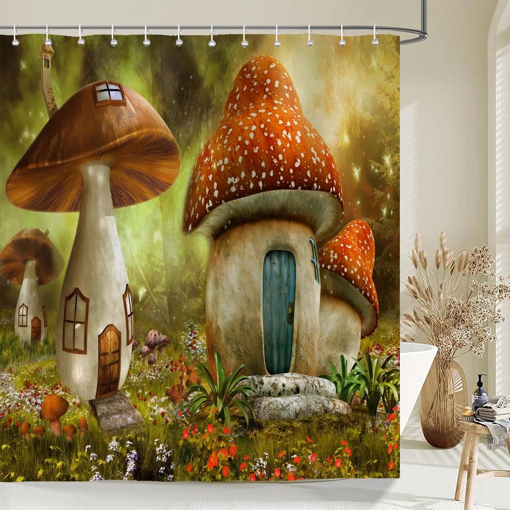 Home Shower Curtains for Bathroom Waterproof Fabric Fairy Tale Forest Cartoon Children Bathroom Curtains Shower Curtain