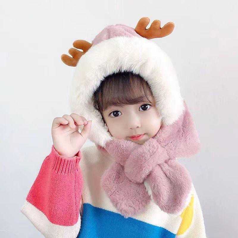 Unisex Winter Windproof Hat and Scarf Set for Kids with Face and Ear Protection