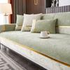 1pc Solid Color Sofa Cover Cotton Linen Four Season Anti-Slip With Gold Lines Decor Couch Seat Cover Blanket Modern Living Room