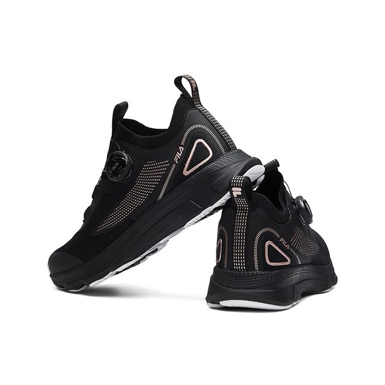 FILA Athletics Comfortable Versatile Fabric Low-Top Running Shoes Women sneaker Black Gold A12W022210FBK