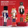 30cm Christmas Nutcracker Wooden Nutcracker Ornament Soldier Figure Handcraft Doll Toy Home Office Desktop Xmas Decoration Gift