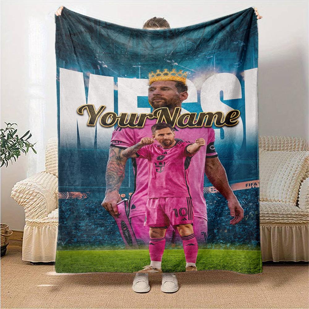 Messi Customize Your Name Blanket Cozy Customizable Blanket Ultra-Soft Great for Livingroom Chair Couch Picnics Ideal for All Seasons