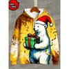 Christmas Animal 3D Print Hooded Shirt  Casual Streetwear Long Sleeve Hooded Sweatshirts Pullovers Clothing Tops
