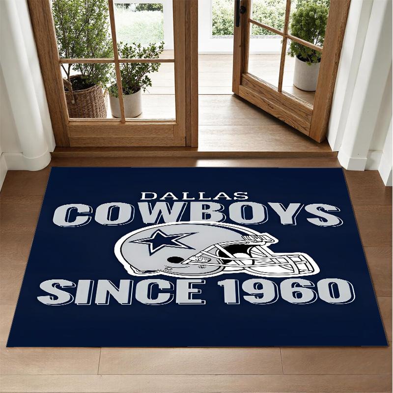 Dallas Cowboys Design Crystal Velvet Rug Soft Decorative Mat for Bedroom Entrance