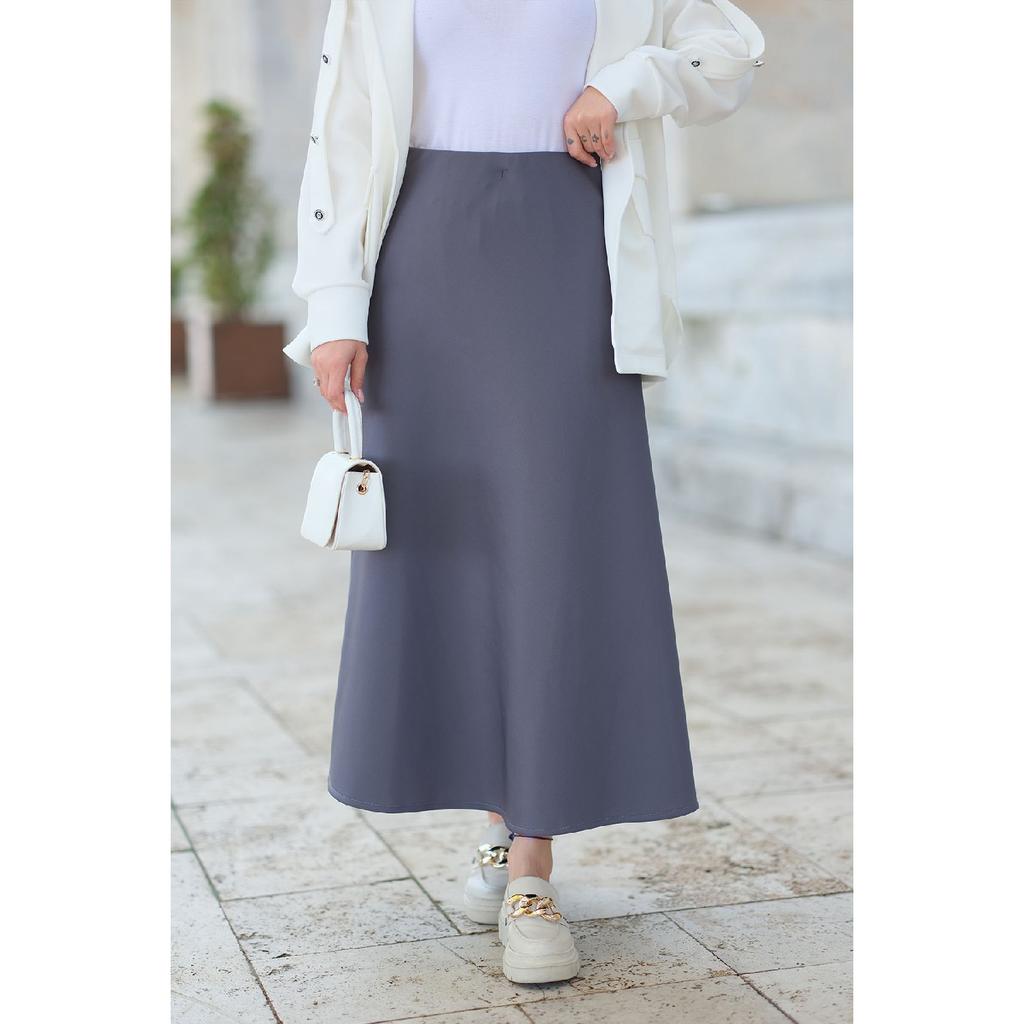 Elastic Waist Scuba Skirt Black