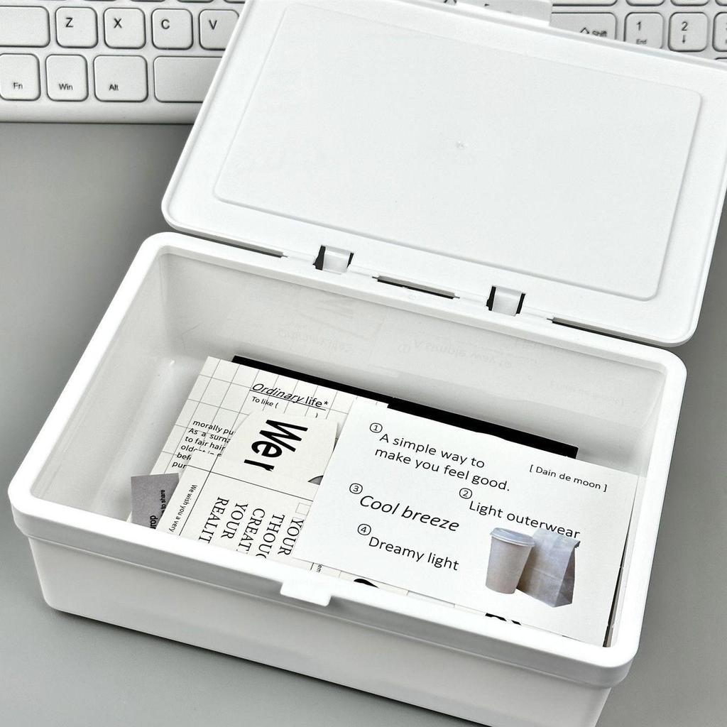 INS Style Pure White Flip-Top Storage Box - Dustproof Stationery & Scrapbook Organizer