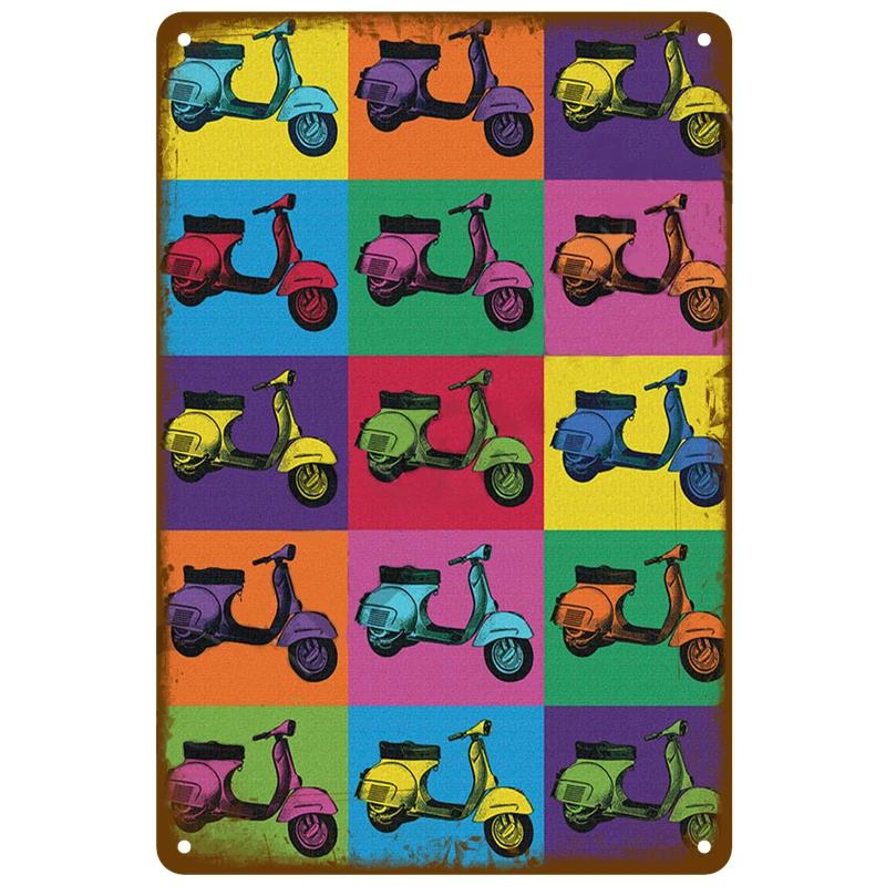 BarArtPro Vespa Tin Sign Art Decor Motorcycles Printed Metal Plaque - Vintage Pin Up Wall Art for Pub Interiors & Cafe Ambiance