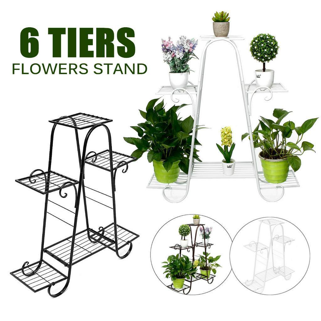 

6-ярусная ретро железная подставка для цветов, полки для демонстрации горшечных растений, декор для дома и сада, 77 x 25 x 83 см чёрный