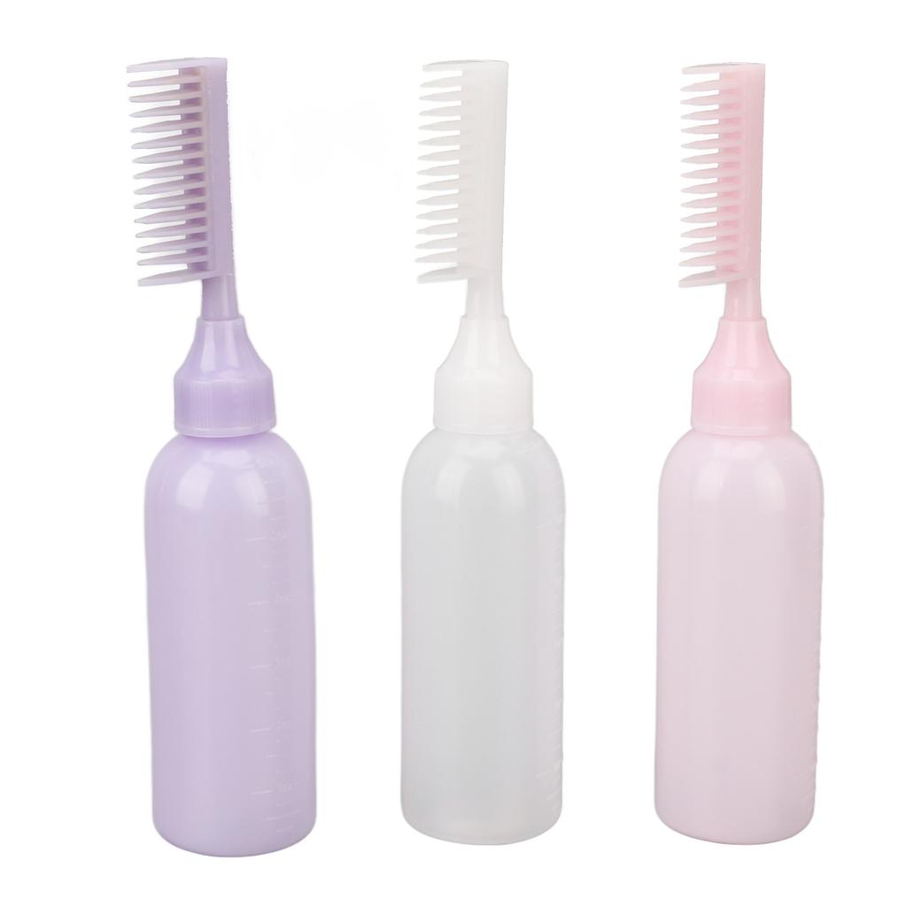 3 Pcs Root Comb Applicator Bottle Simple Operation Scale Design Hair Dye Dispensing Bottle for