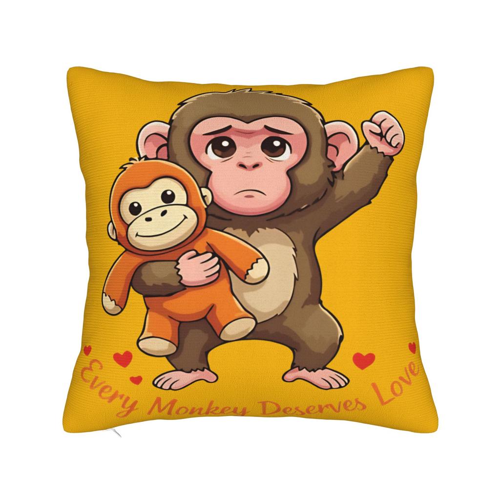 Pillow Case Baby Monkey Punch Cute Monkey Punch Comfy Pillow Cover For Office Car Home Decor Retro Trendy Pillowcases