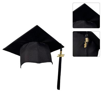 GRAD Bachelor Cap Graduation Hat Headwear Bachelor Party Costume with Tassel Black Photography Props