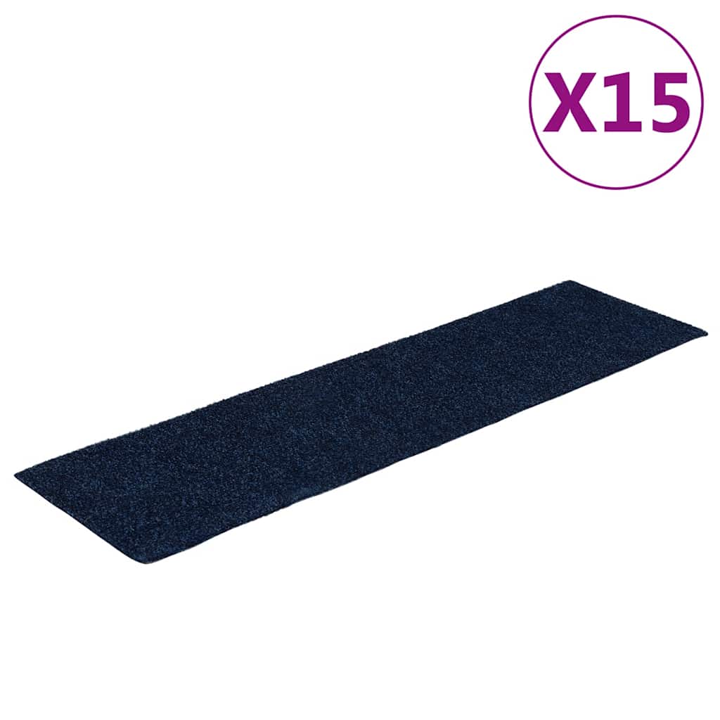 Self Adhesive Stair Treads 15 pcs 76 x 20 cm Navy Blue Rectangular