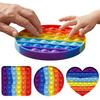 Rainbow Push Bubble Toy Stress Relief Round Square Heart Bubble Popping Game Silicone Bubble