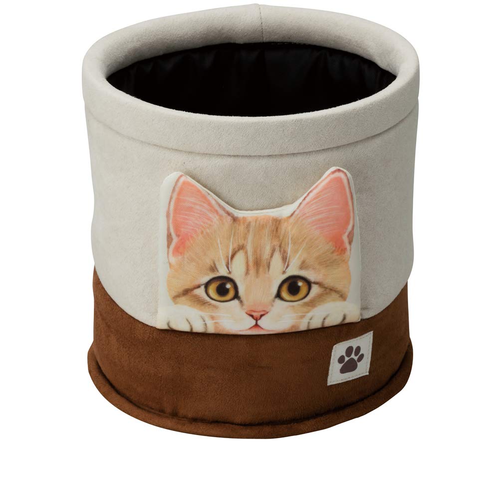 BONFORM Car Trash Felissimo Cat Club FN Hyokkori Kitten for Also Suitable for Small Beige Can, Design, Kei/Standard Cars, Items, 17.5x17.5x18cm,