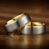 8mm Silver Color Brushed Stainless Steel Rings for Men Gold Color Step Edge Men Promise Rings Wedding Party Jewelry Gift