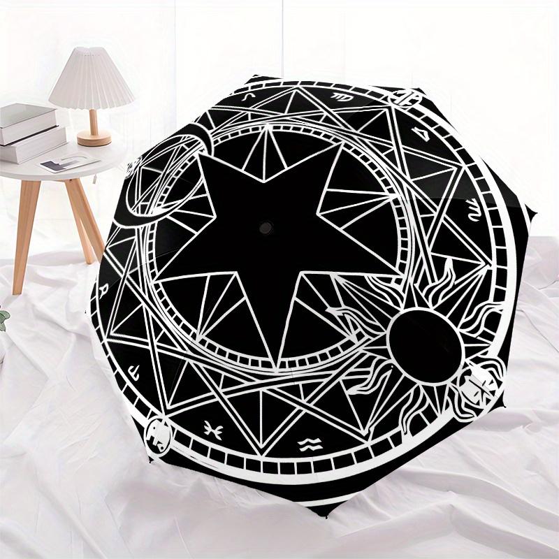 "Enchanted Star Mandala: Mystical Symbolic Artwork for Decor"Umbrella, Portable 3-Fold Compact Umbrella for Men & Women ES50