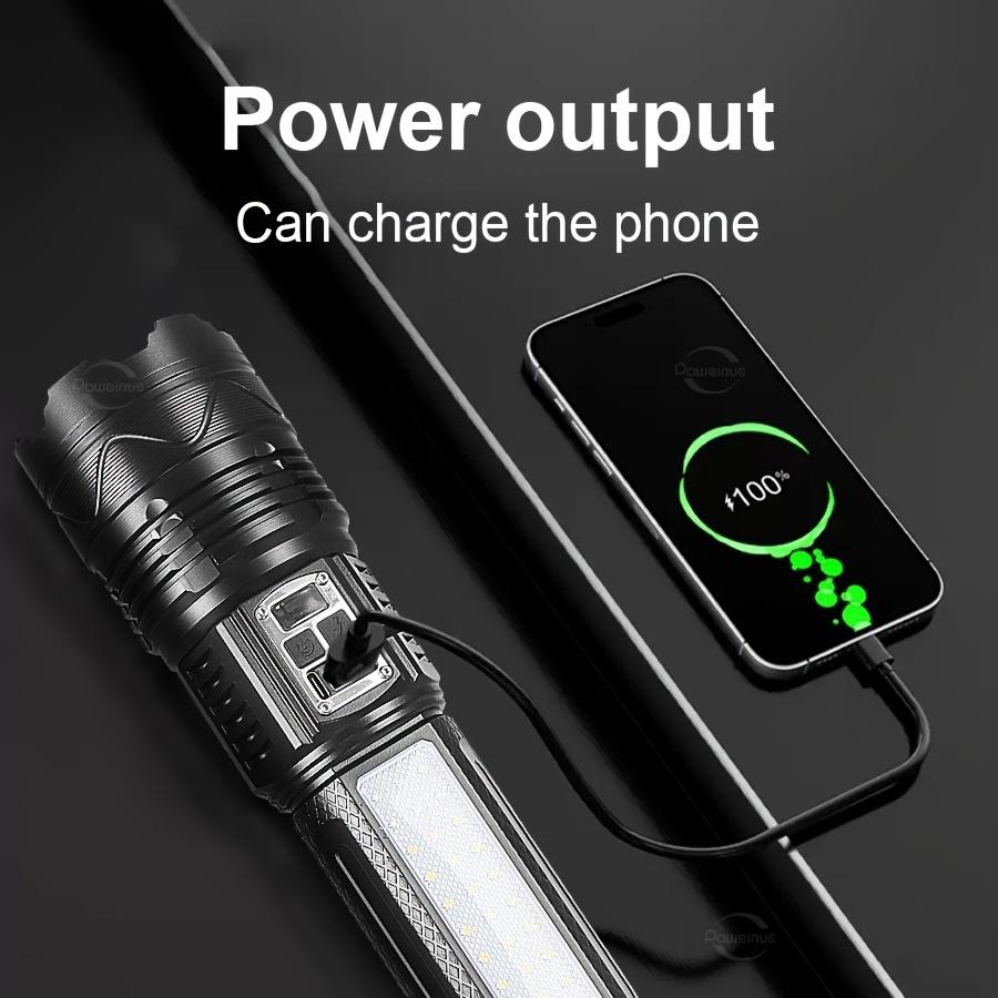 Ultra Powerful 500000LUX LED Flashlight Type-c Rechargeable Flash Light with Long-range 3000M and Built-in 15000mAh Battery