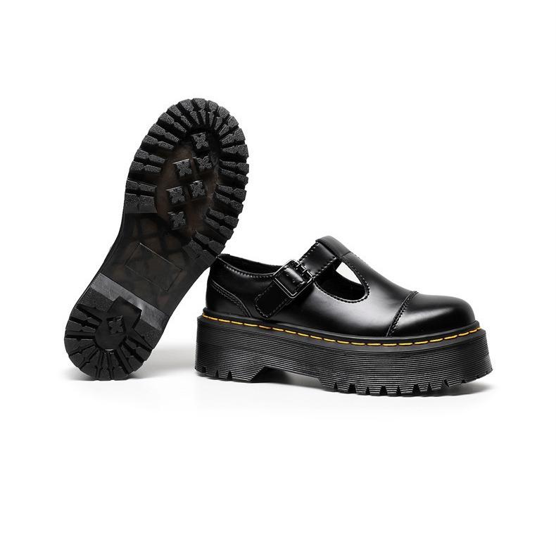 Mary Jane Damenschuhe, Low-Top Dicksohlige Schnallen-Martin-Stiefel, Britischer Stil Erhöhende Plateau-Stiefel