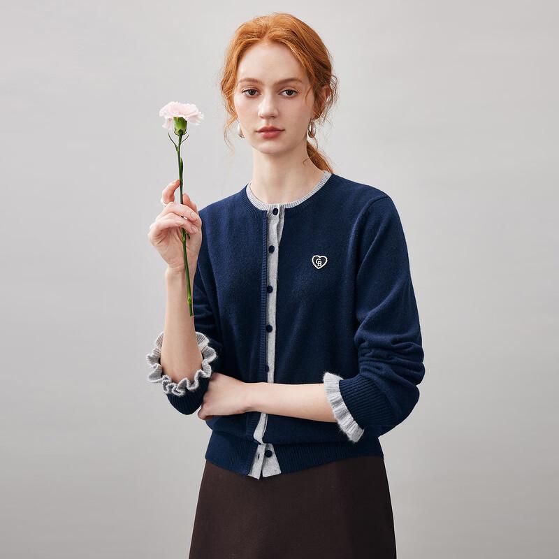 Women's 100% Cashmere Faux Two-Piece Cardigan Sweater