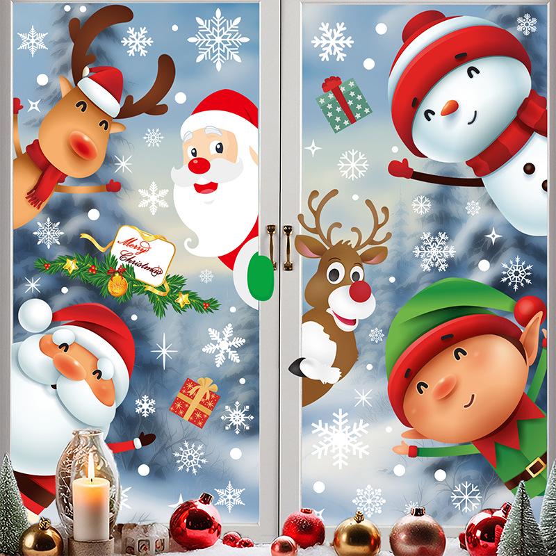 Christmas Reindeer and Snowflake Window Sticker - Traceless, Electrostatic Decor
