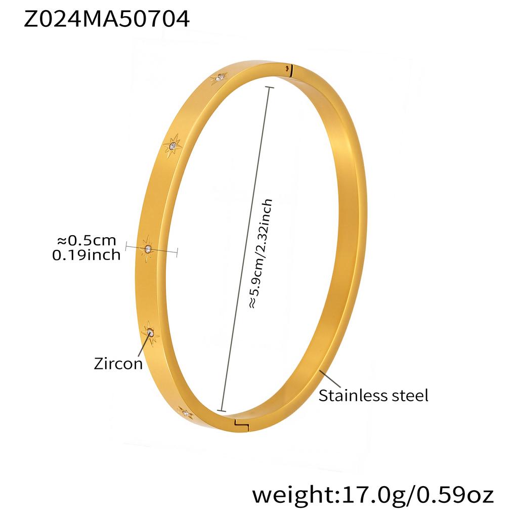 Inlaid Shiny Zircon Openable Bracelet In Stainless Steel 18k Gold Plated Waterproof Non Tarnish Luxury Bracelets For Women