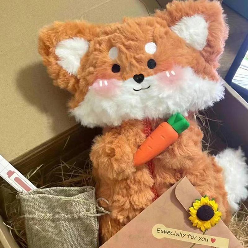 Kreslený Fox Plyšový Penál Roztomilá zvířátka Nadýchané školní potřeby Měkká taška na psací potřeby Úložná taška pro studenty Dárky