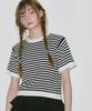 Belloel Round Stripe Half Sleeve Knit Black